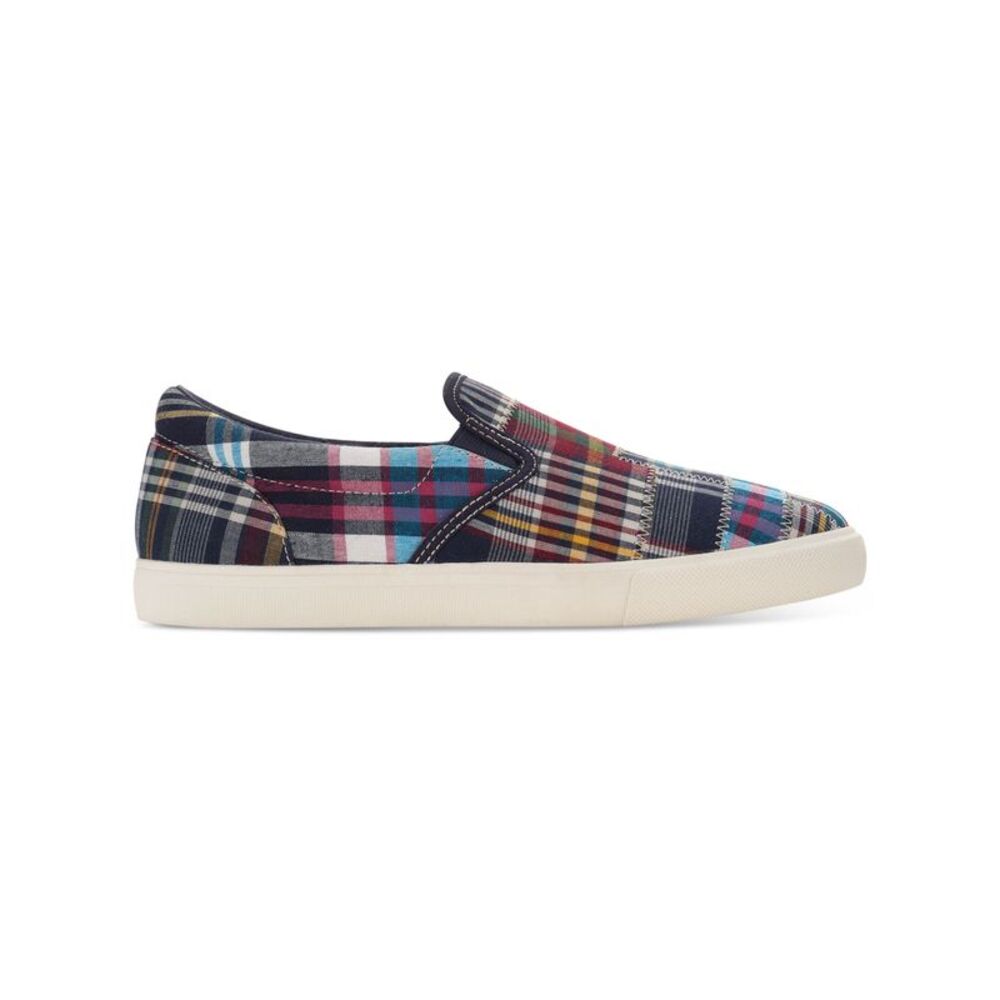 CLUBROOM Mens Blue Plaid Goring Tate Round Toe Platform Slip On Sneakers 10 - Picture 3 of 4